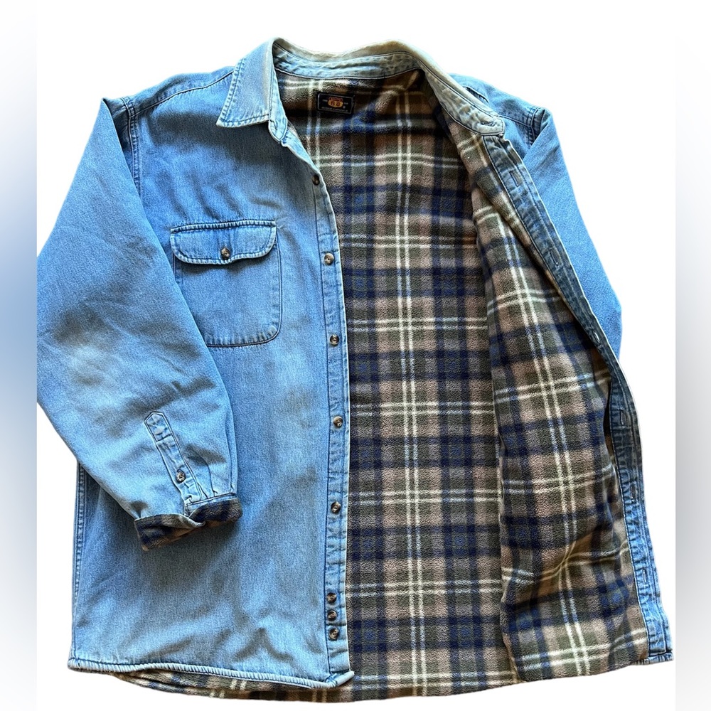 Mens Denim Route 66 Blanket Lined Jean Jacket - Picture 3 of 4